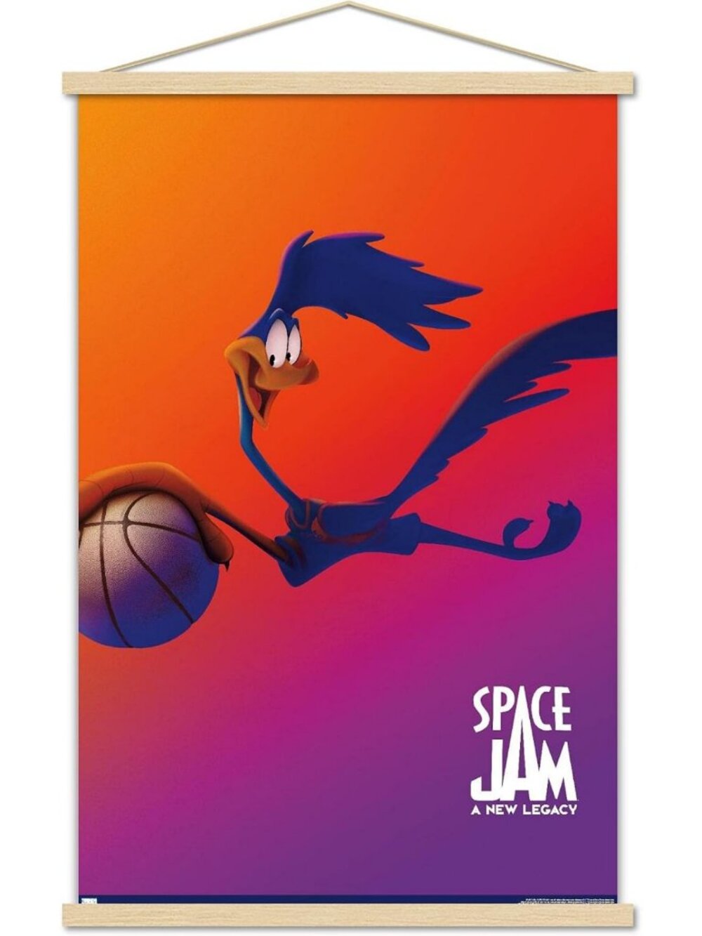 Space Jam Road Runner Wall Poster with Magnetic Frame & Beechwood Hanger, 22x34